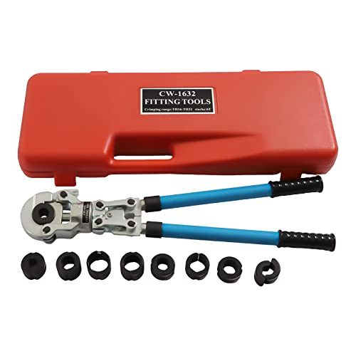 Presszange 360° Drehbarem 6T Rohrpresszange mit V-Kontur(12-28MM) und TH-Kontur(16-32MM) Crimpzangen Set Presswerkzeug zum Edelstahlrohren PEX-Rohren PB-Rohren von PromiseFly
