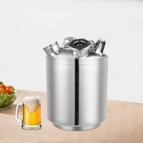 PromiseFly Bierreinigungsfass 10L Reinigungsbehälter aus 304 Edelstahl 3-Kopf Beer Cleaning Keg mit Keg-Speere vom Typ A/S Bierfass Biermaschine Bierleitungsreinigungsgerät von PromiseFly