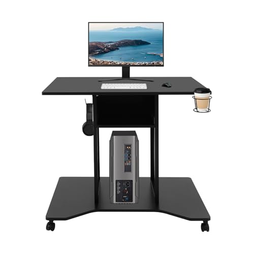 PromiseFly Mobiler Schreibtisch 80 × 60 × 75cm Stehpult mit Getränkehalter & Kopfhörerhalter Mobile Computertisch, Stehtisch für Wohnzimmer, Schlafzimmer PromiseFly Mobiler Schreibtisch 80 × 60 × 75cm Stehpult mit Getränkehalter & Kopfhörerhalter Mobile Computertisch, Stehtisch für Wohnzimmer, Schlafzimmer von PromiseFly