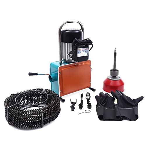 Rohrreinigungsmaschine 1000W Rohrreiniger 400 U/Min Reinigungslänge 30M Durchmesser 20-150MM Rohrreinigungsgerät mit 12M Feder Abflussreiniger Rohrreinigungsspirale von PromiseFly