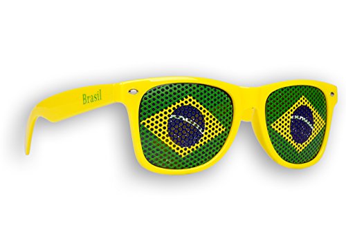 Promo Trade 3 x Fanbrille Brasilien - Brasil – Sonnenbrille – Brille Brasil – Gelb - Fan Artikel von Promo Trade