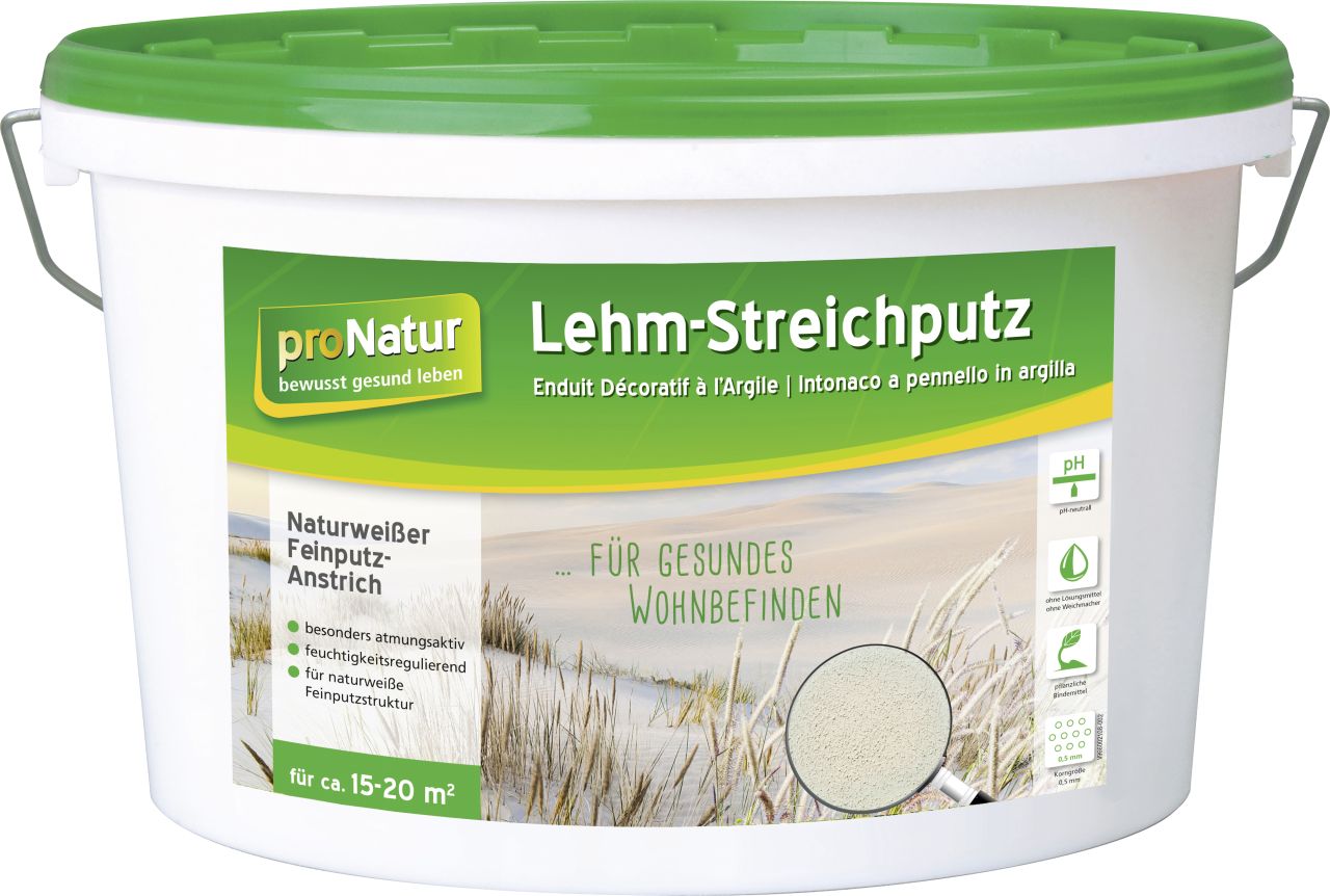 Pronatur Lehm-Streichputz 0,5 mm fein 7 kg 0,5 mm Körnung fein 7 kg weiß von Pronatur