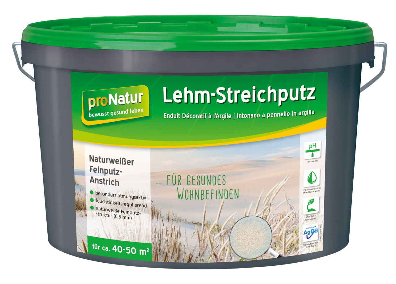 Pronatur Lehmstreichputz 18 kg 0,5 mm fein weiß von Pronatur