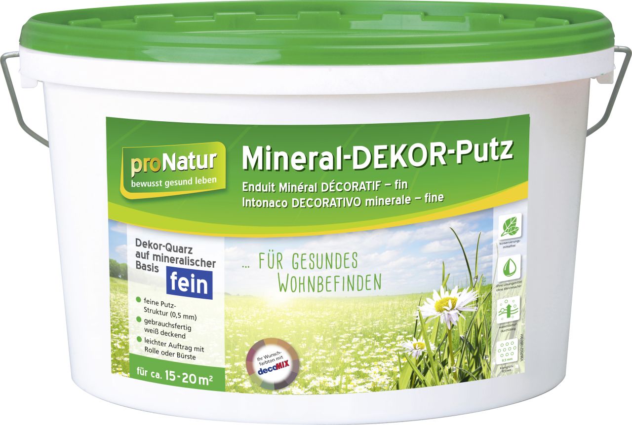 Pronatur Mineral Dekor-Putz 8 kg 0,5 mm fein weiß von Pronatur