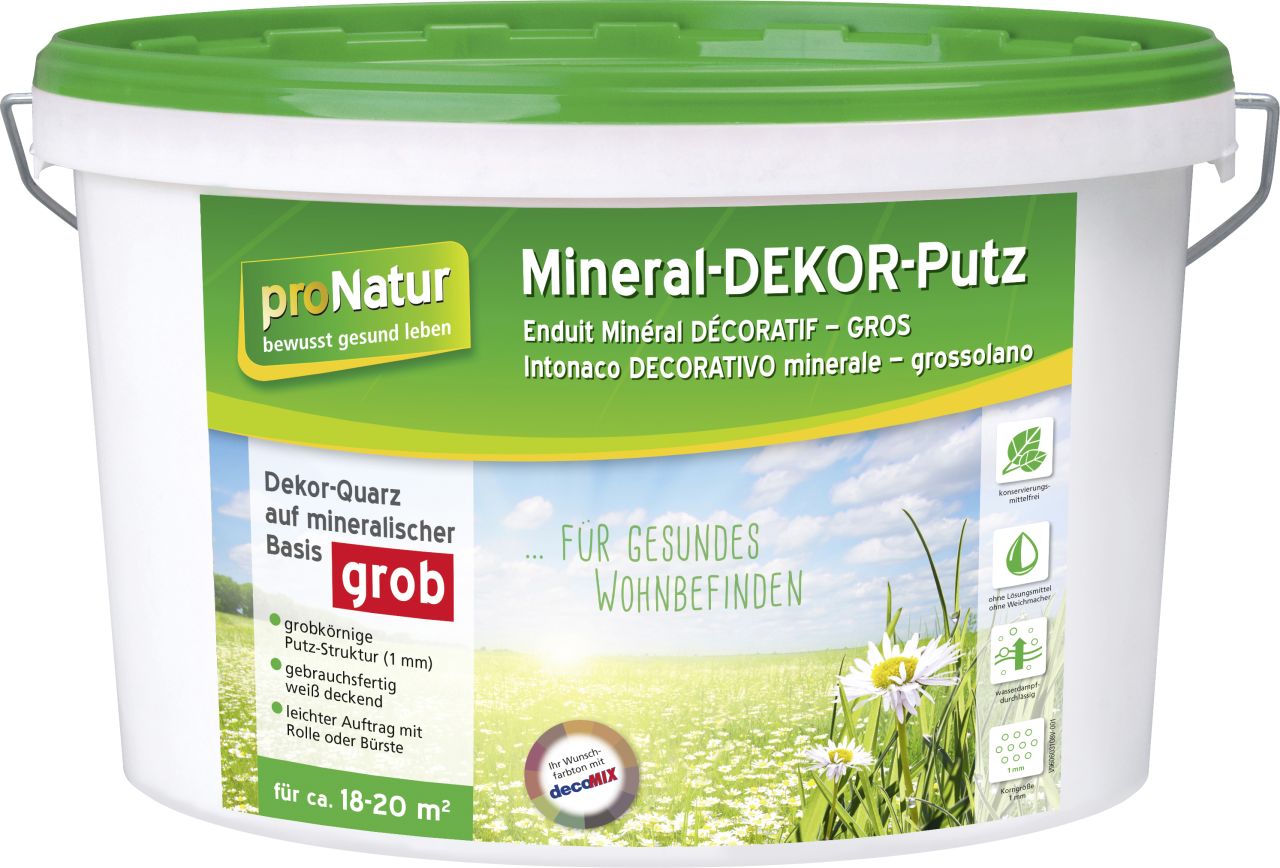 Pronatur Mineral Dekor-Putz 15 kg 1 mm grob weiß von Pronatur