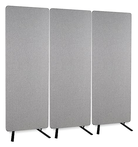 3X Pronomic DiviRoom-162 GY Raumtrenner - Mobiler Sichtschutz für Büro und zu Hause - Home Office Raumteiler, Sichtschutz und Schallschutz - 60 x 167 cm - Optimiert die Raumakustik - Grau von Pronomic