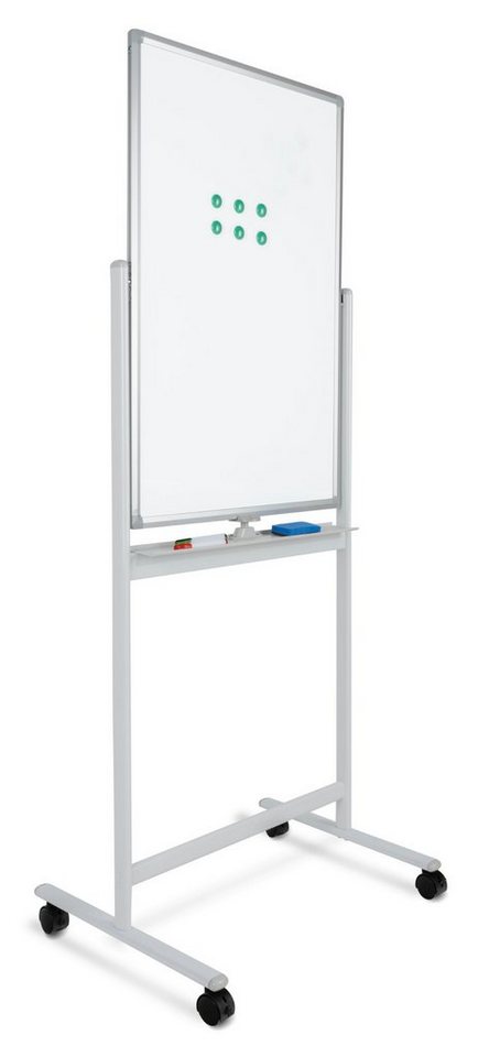 Pronomic Memoboard WB-6090 Whiteboard, (inkl. Markern, Magneten, Trockenlösch-Schwamm und Montagematerial), Magnetisches, drehbares Schreibboard im Hochformat von Pronomic