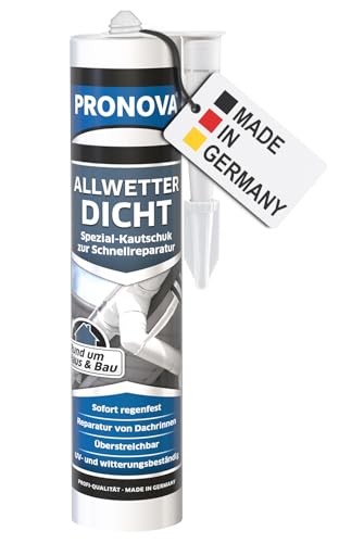 Pronova Allwetterdicht Dachdichtstoff zur Reparatur und Abdichtung von Löchern, Rissen sowie Dehn- und Anschlussfugen im Außen- Dach- und Fassadenbereich 300 ml, Transparent von Pronova