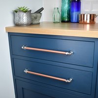 Industrieller Kupfer Und Chrom Griff | Lang. Schubladenknauf. Schrankbeschläge. 2 Schrankgriffe. Für Küchentüren von ProperCopperDesign