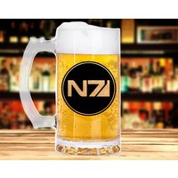 Mass Effect N7 Bierkrug Glas Personalisierte Gamer Geschenke Geek Geschenk Benutzerdefinierte Bier Stein Bierliebhaber Tasse Für Ihn Vatertag K262 von ProperMugs4Gift