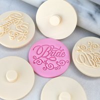 Bride - Groom Stamp Embosser With Handle Cookie & Fondant Cutter Wedding von ProperStampAndCutter