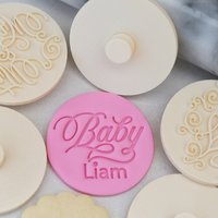 Personalised Baby Shower Stamp Embosser Cookie & Fondant Cutter von ProperStampAndCutter