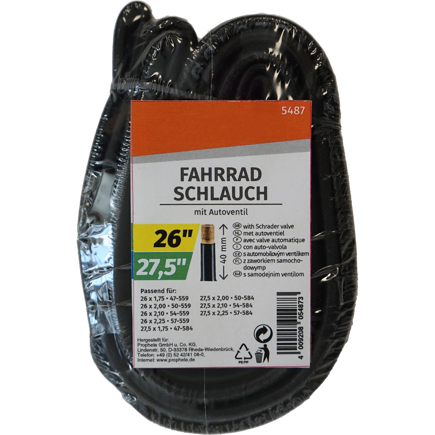 Prophete Fahrradschlauch 2er Set 26 Zoll/27,5 Zoll Autoventil Prophete Fahrradschlauch 2er Set 26 Zoll/27,5 Zoll Autoventil von Prophete
