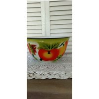 Emaille Obstschale, 1950Er, 9 1/2 By 5 1/2, Obstmuster Emaille Obstschale, 1950Er, 9 1/2 By 5 1/2, Obstmuster von ProphyeriasLover