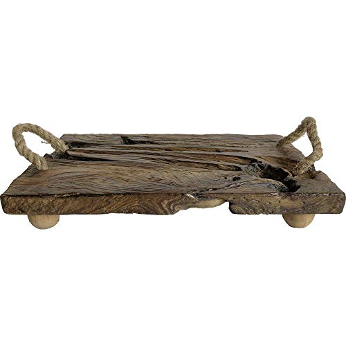 Rustikale Holzplatte mit Taugriffen Antik-Art/Vintage 40 x 23 cm mit Standfüßchen von Props4shows
