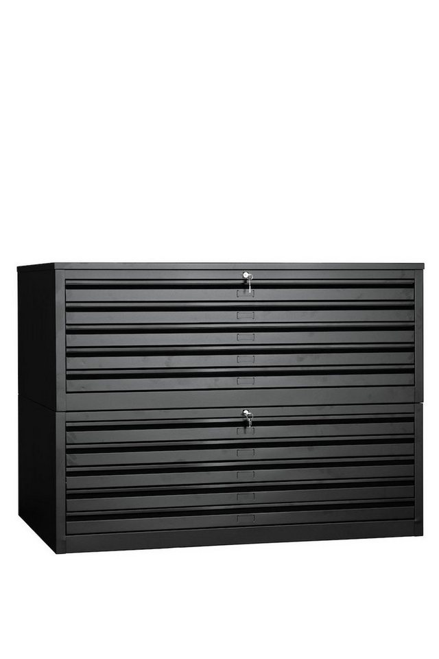 PROREGAL® Aktenschrank Flachablagenschrank, 10 Schubladen, HxBxT 105x113x83cm, Schwarz von PROREGAL®