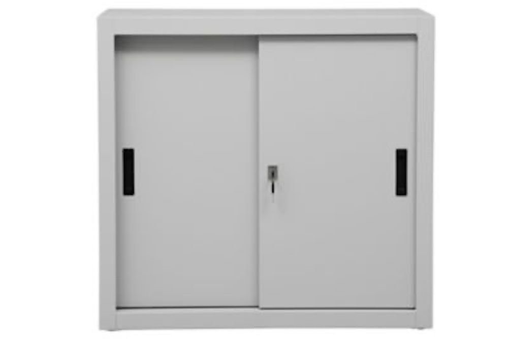 PROREGAL® Aktenschrank Schiebetürenschrank Ant, 2 Ordernhöhen, HxBxT 75x80x45cm, Grau von PROREGAL®