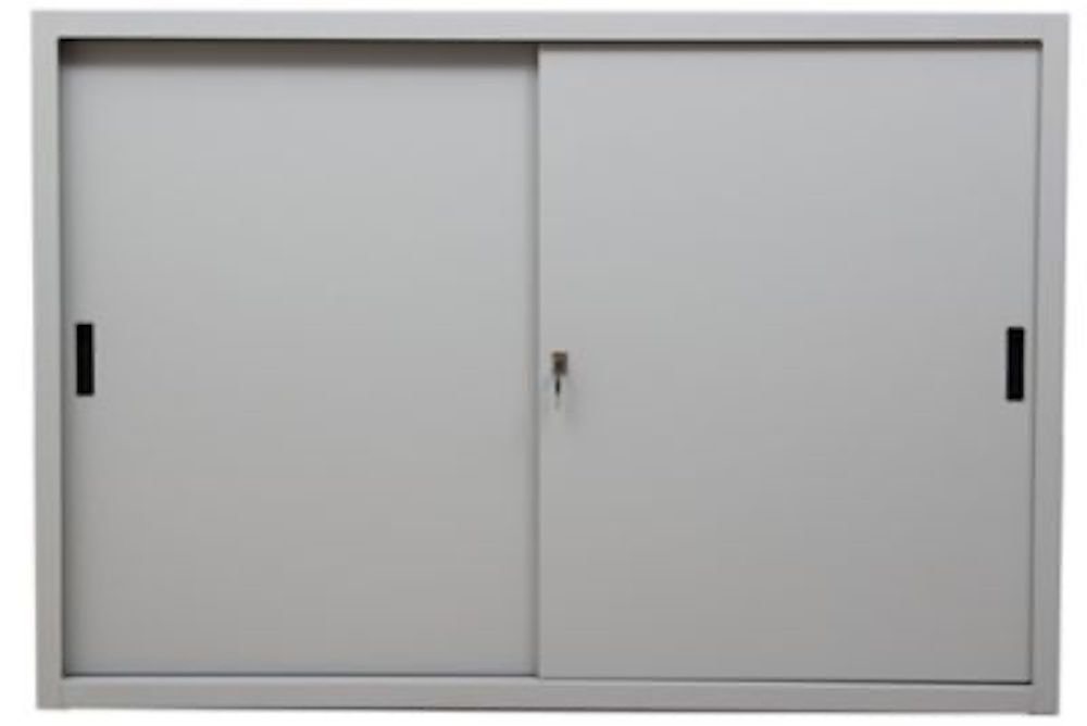 PROREGAL® Aktenschrank Schiebetürenschrank Ant, 3 Ordernhöhen, HxBxT 109x120x45cm, Grau von PROREGAL®