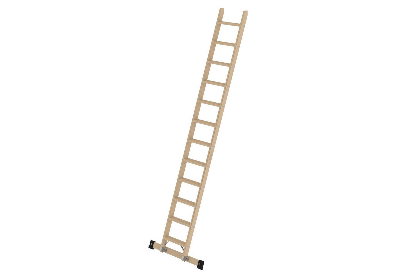 PROREGAL® Anlegeleiter Stufen-Anlegeleiter Holz mit Traverse 12 Stufen von PROREGAL®
