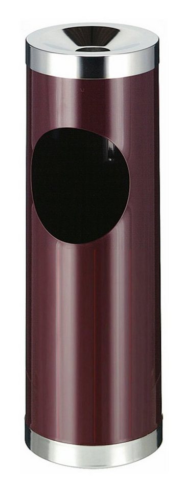PROREGAL® Aschenbecher Runder Metall Kombiascher mit ovaler Einwurfsöffnung, 30L, Bordeaux von PROREGAL®
