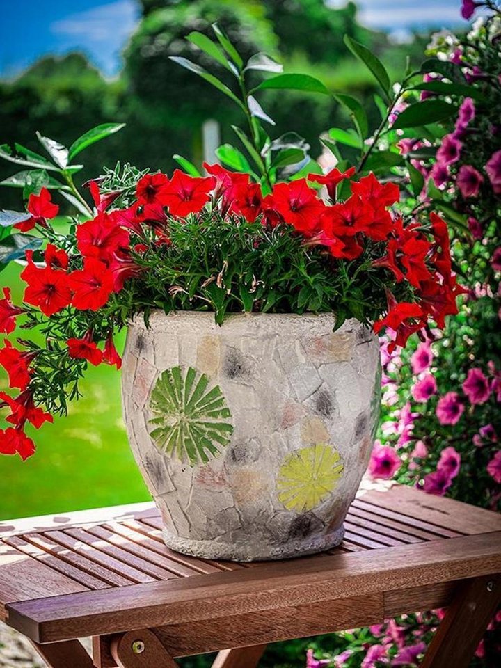 PROREGAL® Blumentopf Blütentopf mit Mosaik, Keramik, 27,5x27,5x25cm von PROREGAL®