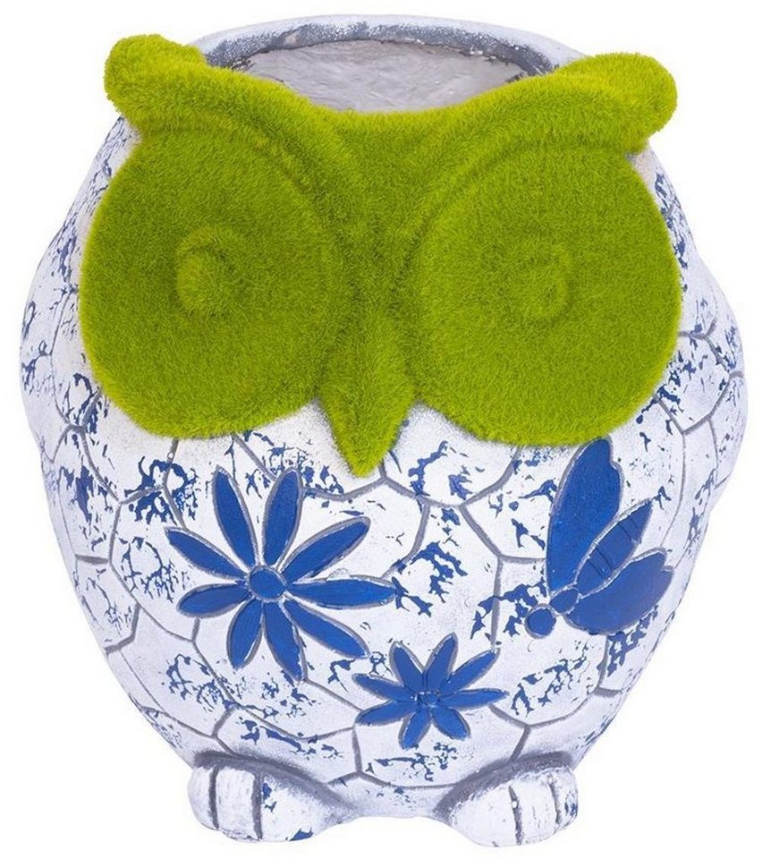 PROREGAL® Blumentopf Eule mit einem Blumentopf, blauer Ornament, Keramik, 26,5x24x27,5cm von PROREGAL®