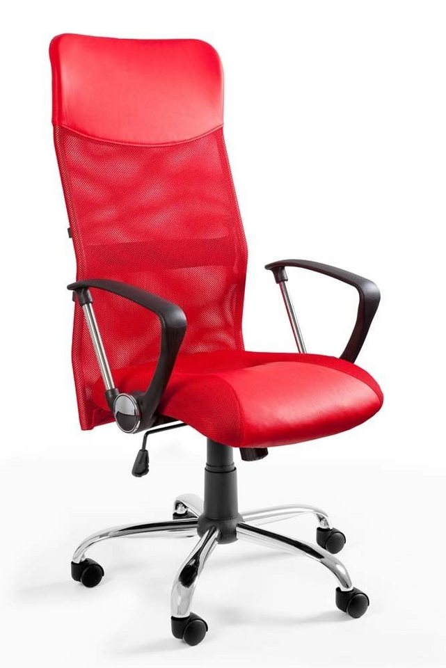 PROREGAL® Bürostuhl Bürodrehstuhl Jena HxBxT 120-128x62x54cm Mesh/Membran/Kunstleder Rot von PROREGAL®