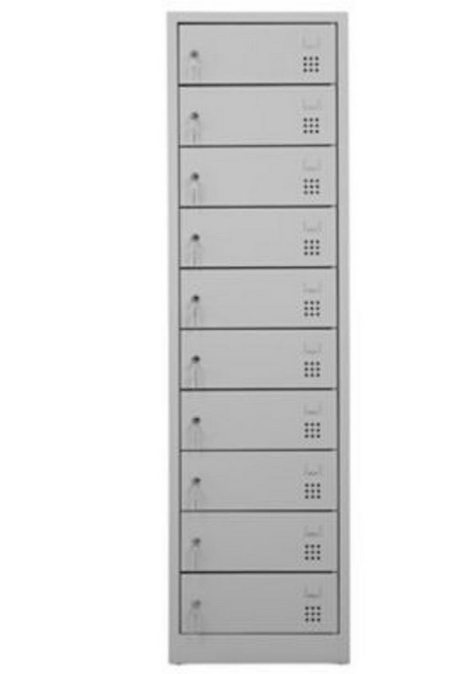 PROREGAL® Computerschrank Notebookschrank Bear, 10 Fächer, HxBxT 180x50x50cm, Grau von PROREGAL®