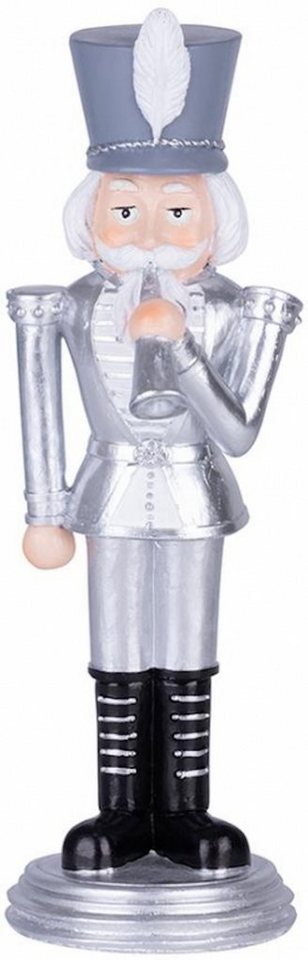 PROREGAL® Dekofigur Nussknacker Figur MagicHome silber 30cm hoch, Vielseitig einsetzbar, Dekofigur/Nussknacker, eleganter König von PROREGAL®