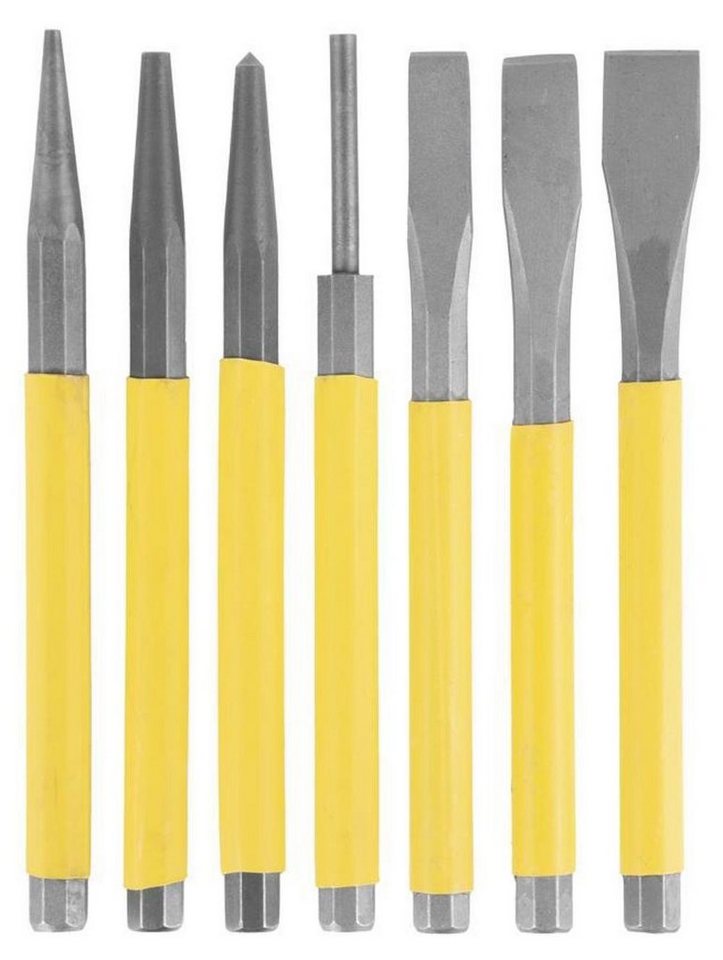 PROREGAL® Flachmeißel Meißel & Locher Set 7 Stück, 3x Meißel flach 2x Center Punch 2x Punch von PROREGAL®