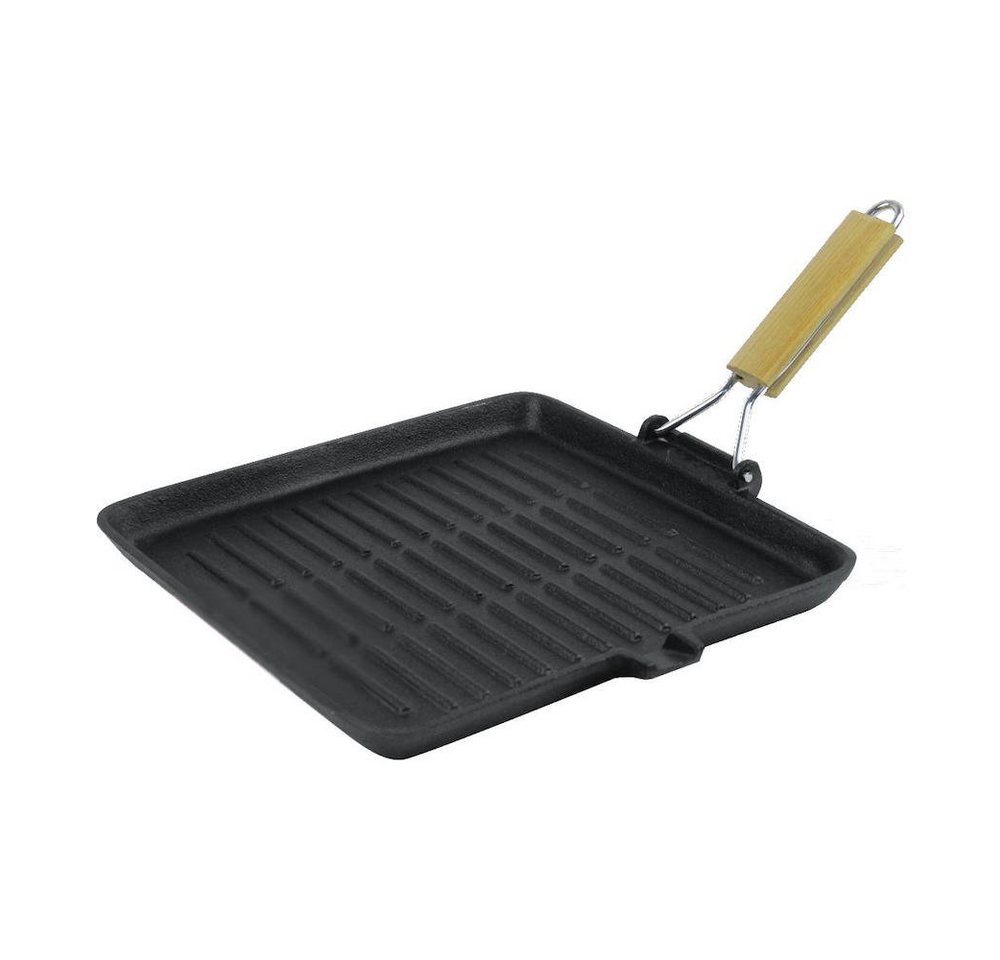 PROREGAL® Grillpfanne Grillpfanne mit Holzgriff 28 x 28 x 2 cm von PROREGAL®