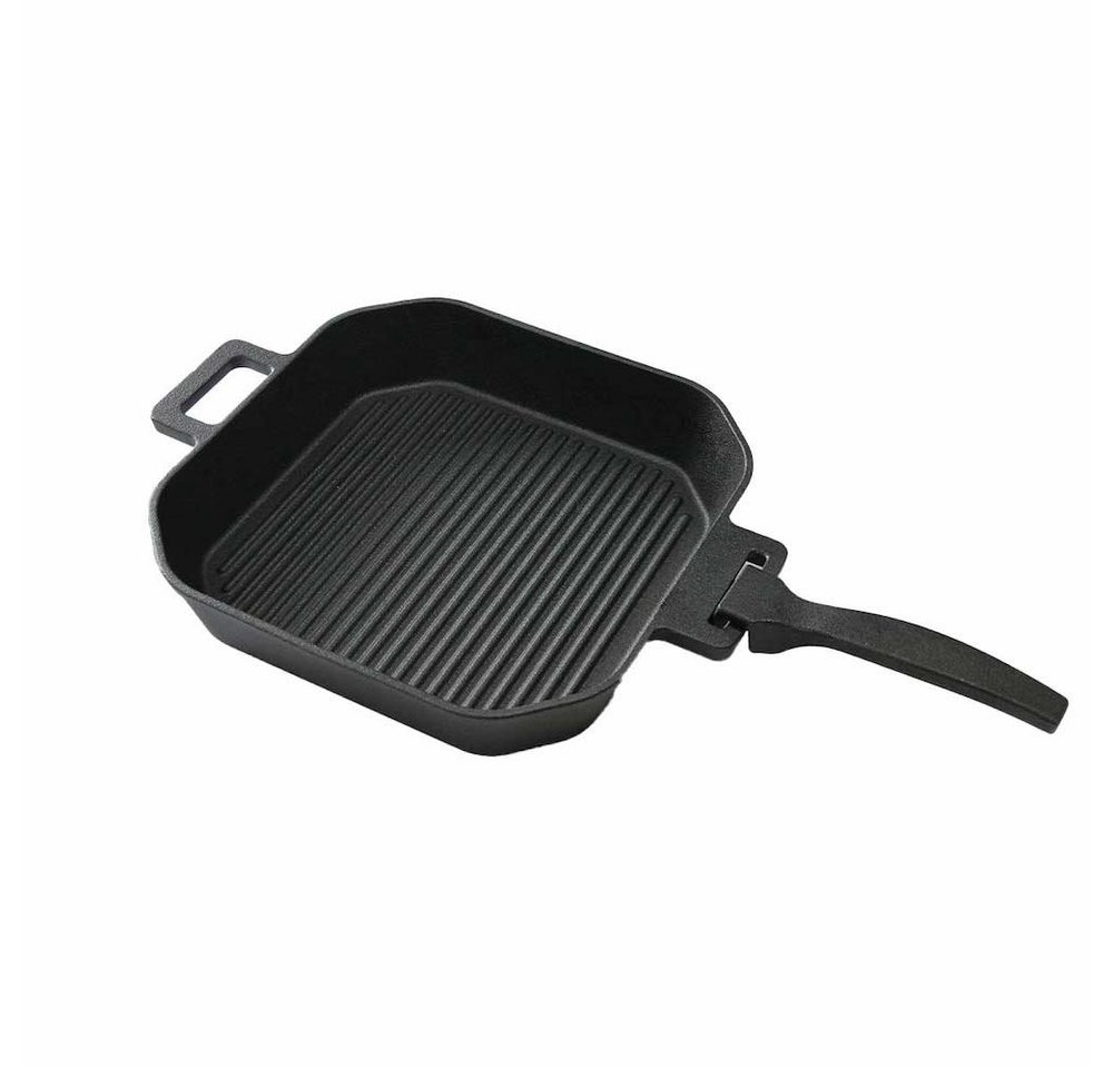 PROREGAL® Grillpfanne Gusseisenpfanne mit abnehmbaren Griff 25 x 25 cm von PROREGAL®