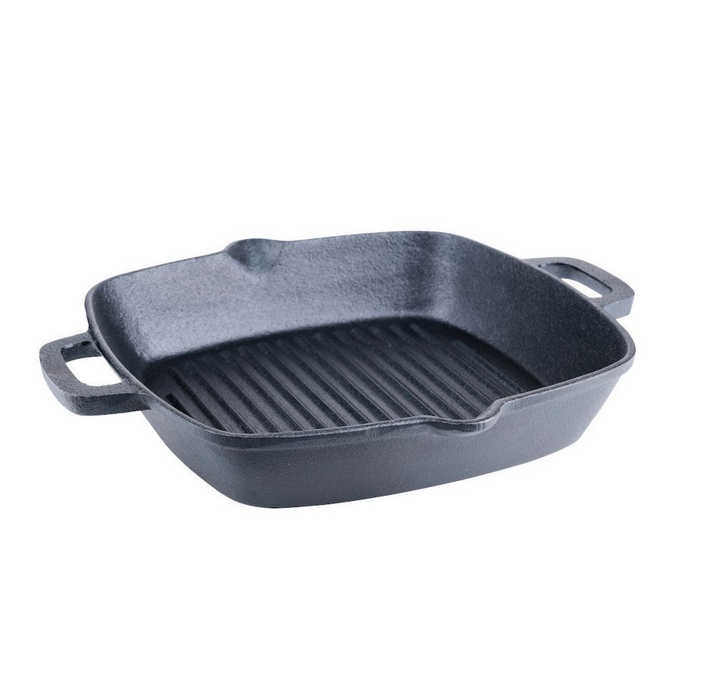 PROREGAL® Grillpfanne Gusseiserne Grillpfanne, 26 x 26 cm, eckig von PROREGAL®