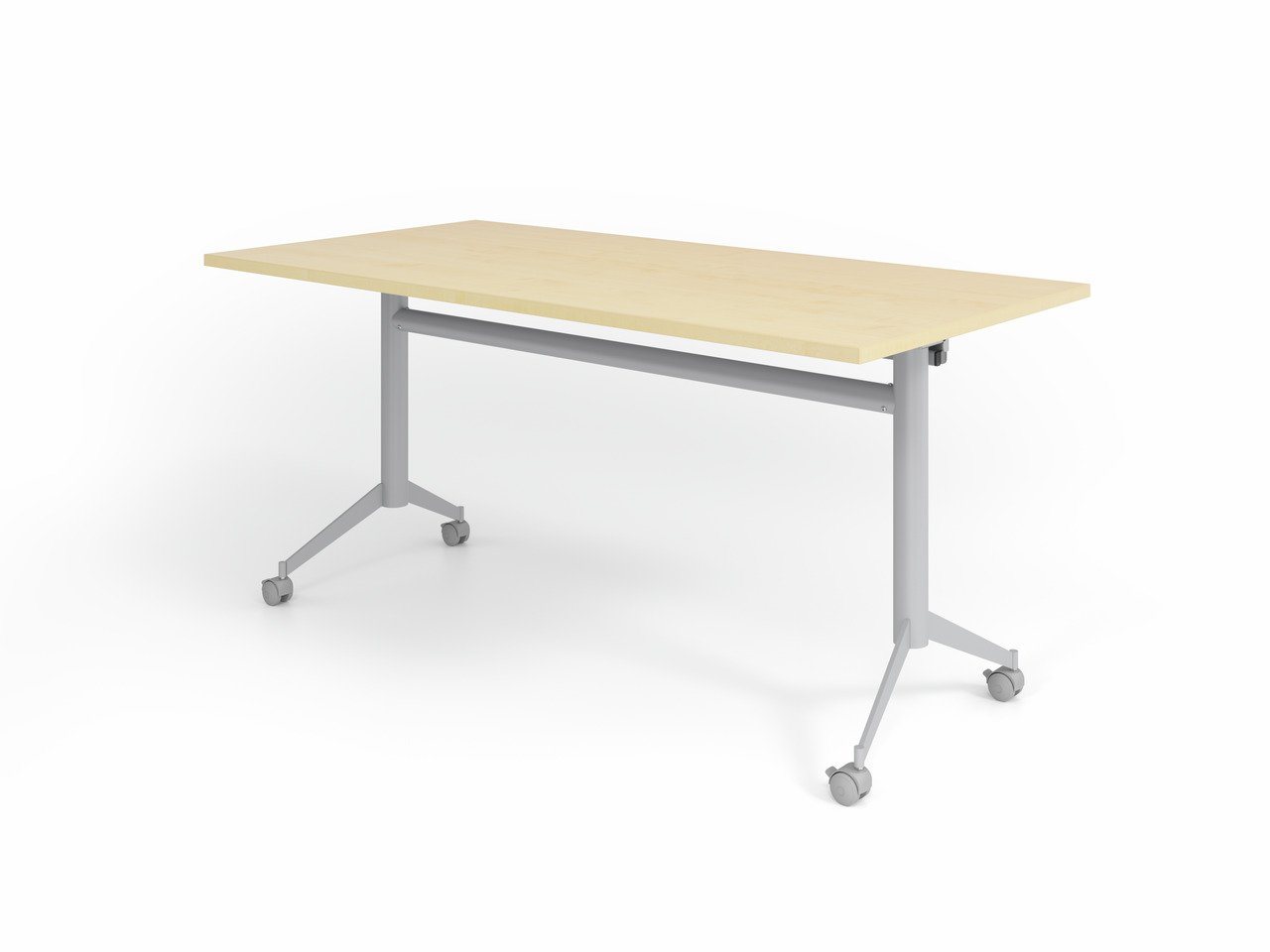 PROREGAL® Klapptisch Klapptisch, 160x80cm, Ahorn, Stahlgestell silber,  fahrbar, H:75cm von PROREGAL®