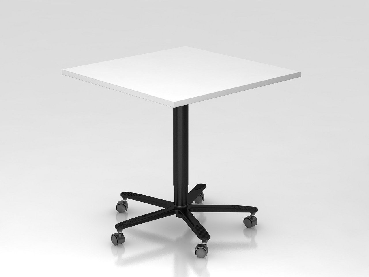 PROREGAL® Konferenztisch Säulenhubtisch, Weiß, schwarzes Gestell, 80x80cm, H: 72-114cm von PROREGAL®