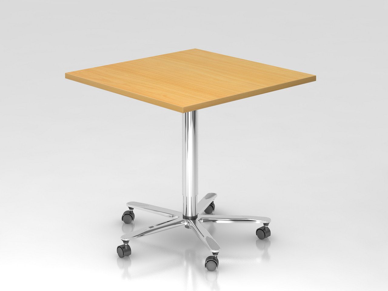 PROREGAL® Konferenztisch Säulenhubtisch, Buche, verchromtes Gestell, 80x80cm, H: 72-114cm von PROREGAL®