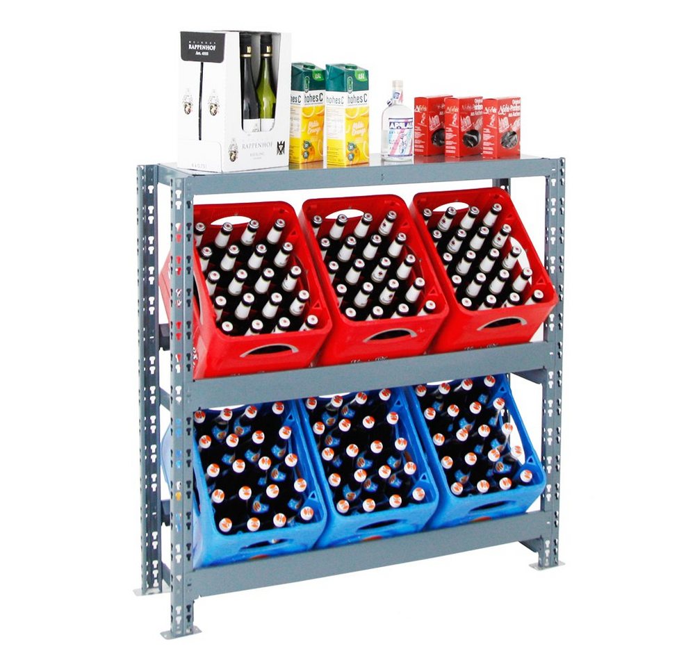 PROREGAL® Flaschenregal Getränkekistenregal TEGERNSEE XL Grau 110x110x30cm 6 Kästen + Board PROREGAL® Flaschenregal Getränkekistenregal TEGERNSEE XL Grau 110x110x30cm 6 Kästen + Board von PROREGAL®