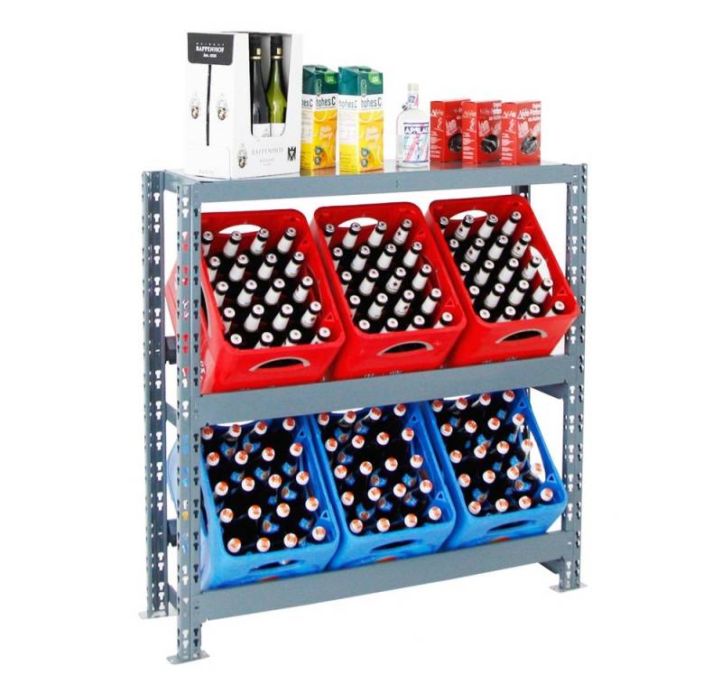 PROREGAL® Flaschenregal Getränkekistenregal TEGERNSEE XL Grau 110x110x30cm 6 Kästen + Board PROREGAL® Flaschenregal Getränkekistenregal TEGERNSEE XL Grau 110x110x30cm 6 Kästen + Board von PROREGAL®