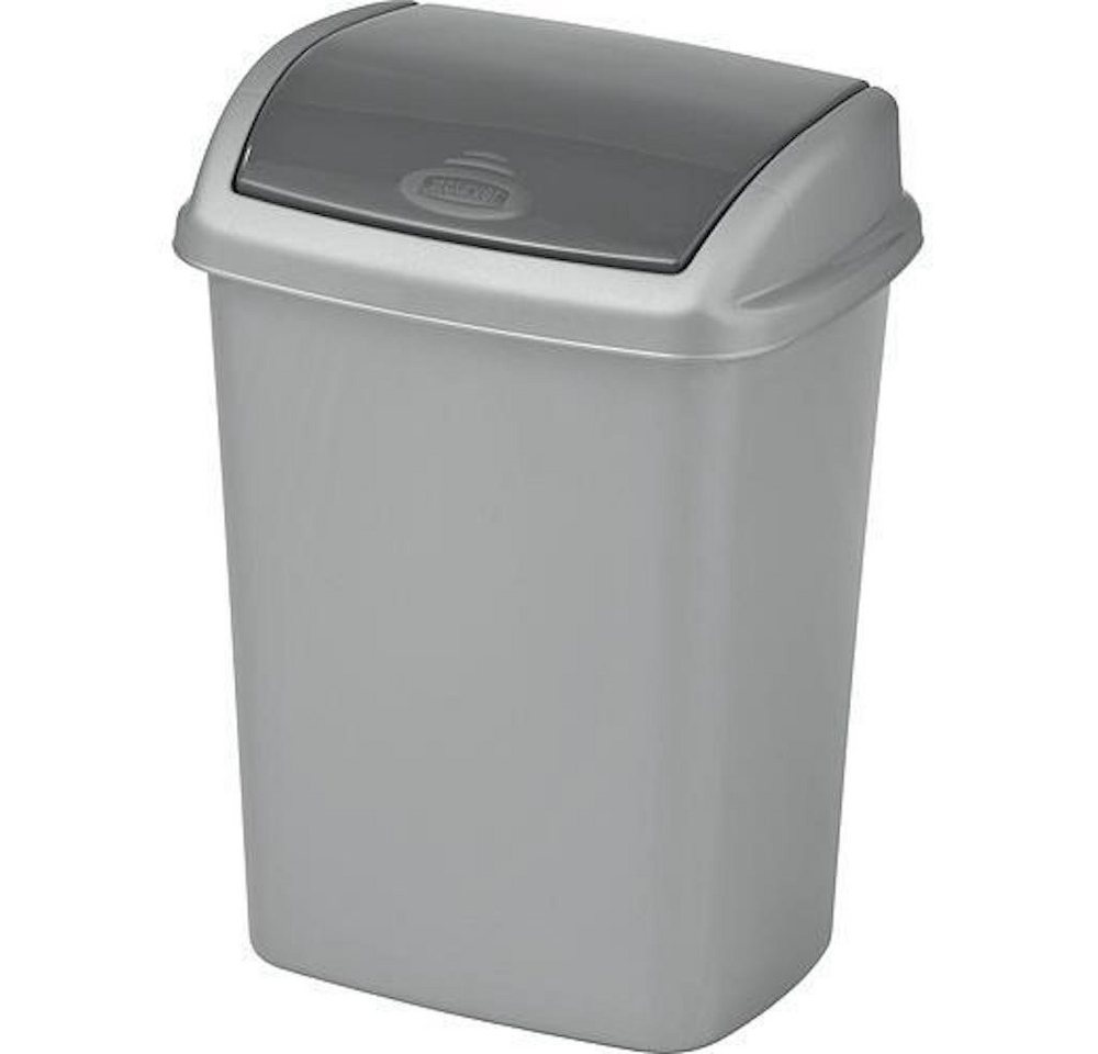 PROREGAL® Mülleimer Abfallbehälter mit Schwingdeckel,  10 Liter Fassungsvermögen, Silber von PROREGAL®