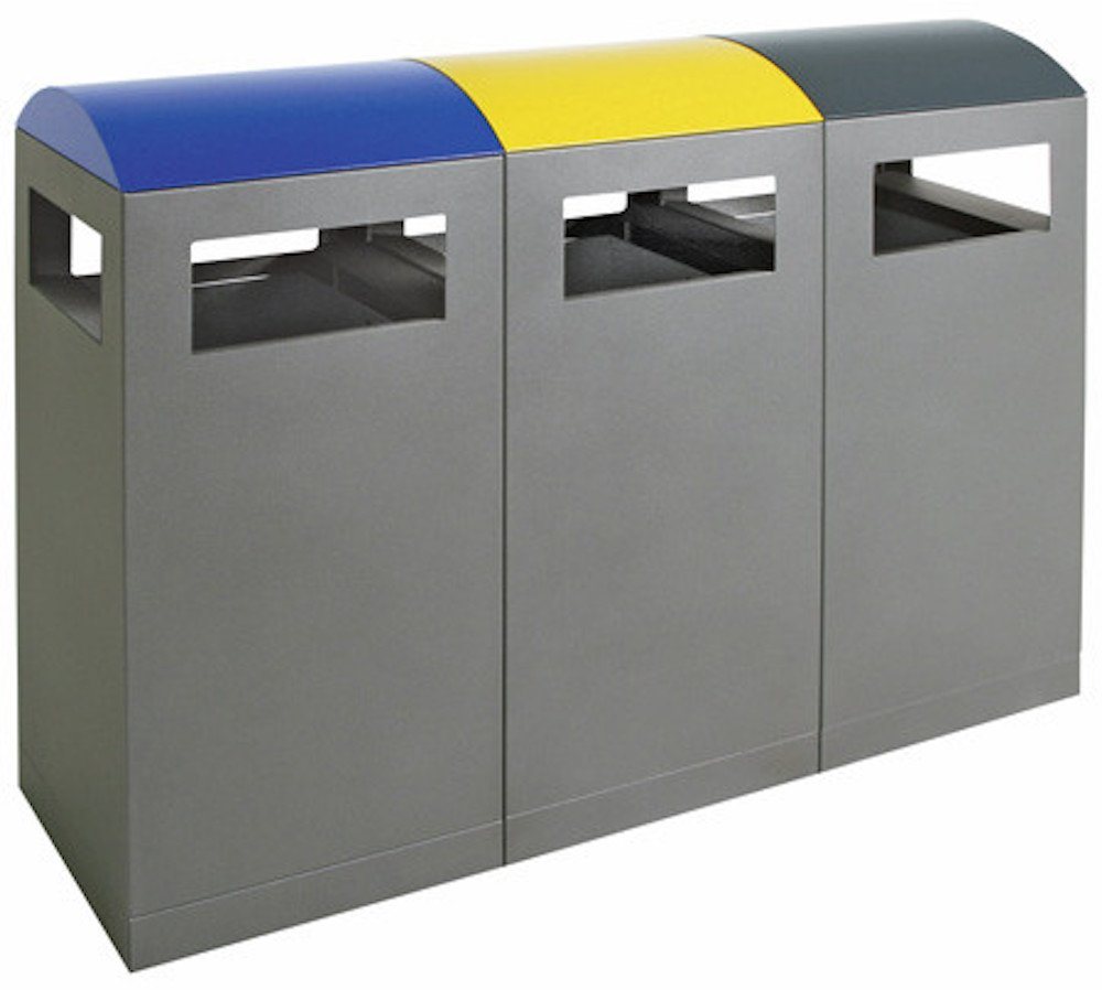 PROREGAL® Mülltrennsystem Abfallbehälter für Außenbereiche, 3x40L, HxBxT 81x105x35cm, Blau/Gelb von PROREGAL®