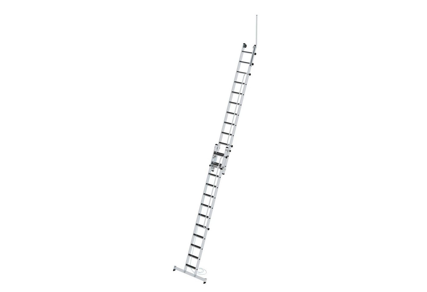 PROREGAL® Schiebeleiter Stufen-Seilzugleiter 2-teilig mit Handlauf und Ausstiegsholm 2x12 Stuf von PROREGAL®