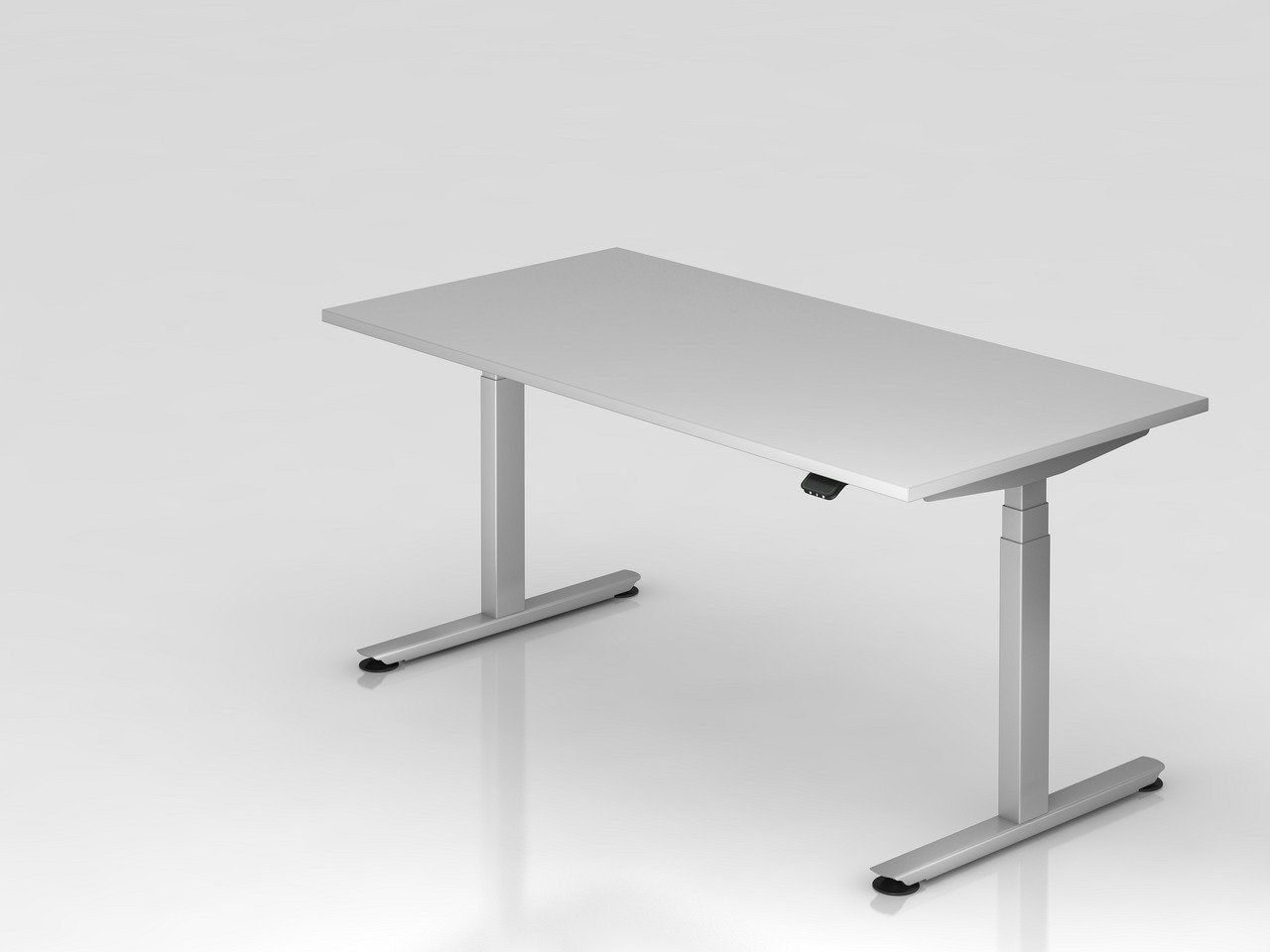 PROREGAL® Schreibtisch Schreibtisch,  Grau, Silber Gestell,  BxT 160x80cm, H 63-127cm von PROREGAL®