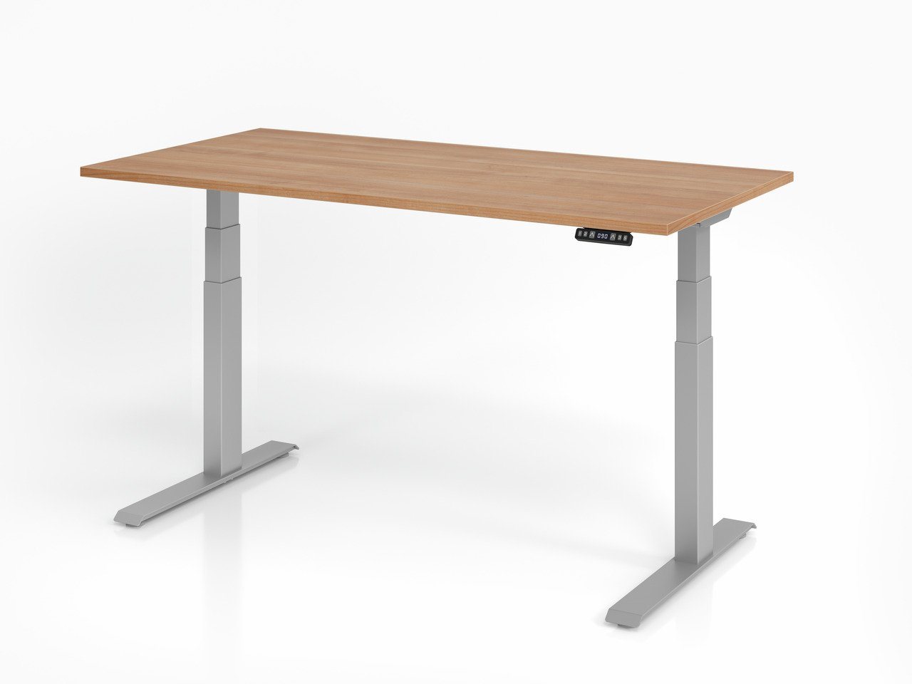 PROREGAL® Schreibtisch Schreibtisch Illmari,  Nussbaum,  B: 120cm, H: 64-129cm,  Rechteckform von PROREGAL®