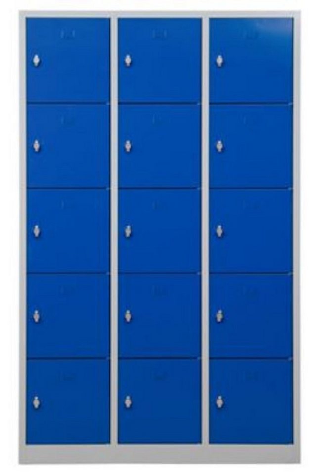 PROREGAL® Spind Schließfachschrank Falcon, Large, HxBxT 190x119x45cm, Grau-Blau von PROREGAL®