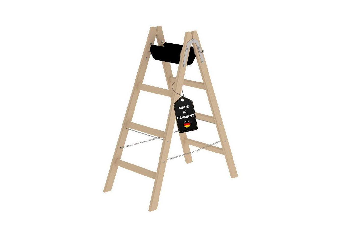 PROREGAL® Stehleiter Sprossen-Stehleiter Holz 2x4 Sprossen von PROREGAL®