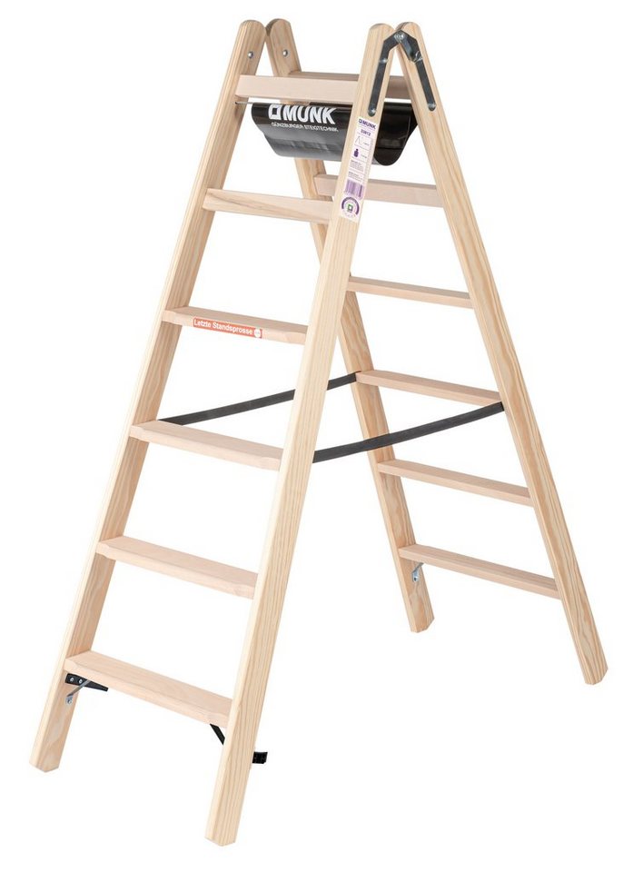 PROREGAL® Stehleiter Stufen-Stehleiter Holz beidseitig begehbar 2x6 Stufen PROREGAL® Stehleiter Stufen-Stehleiter Holz beidseitig begehbar 2x6 Stufen von PROREGAL®