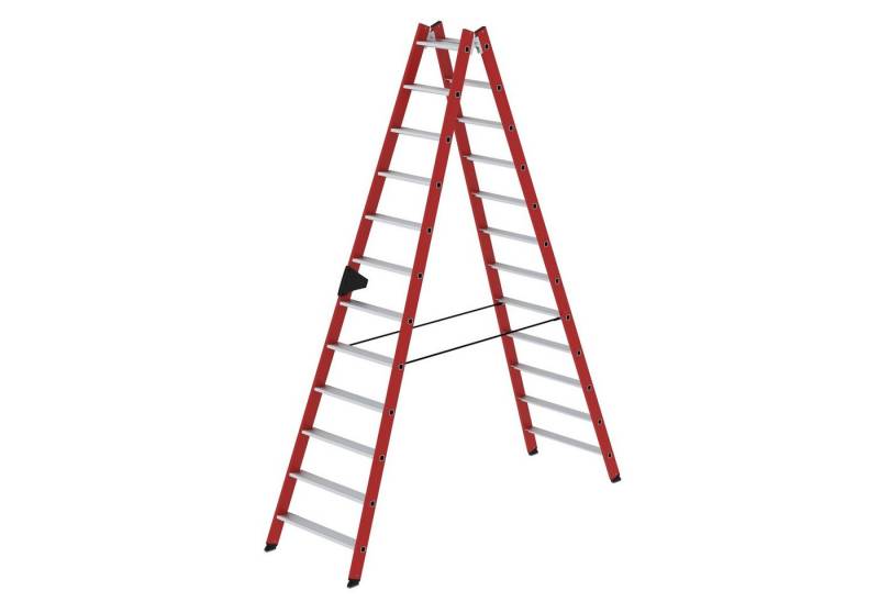 PROREGAL® Stehleiter Stufen-Stehleiter beidseitig begehbar GFK / Alu 2x12 Stufen von PROREGAL®