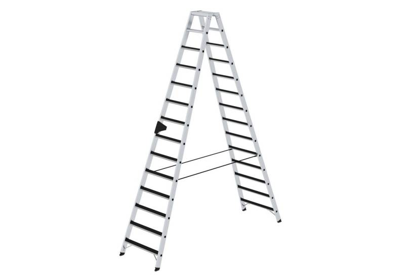 PROREGAL® Stehleiter Stufen-Stehleiter beidseitig begehbar mit clip-step 2x14 Stufen von PROREGAL®
