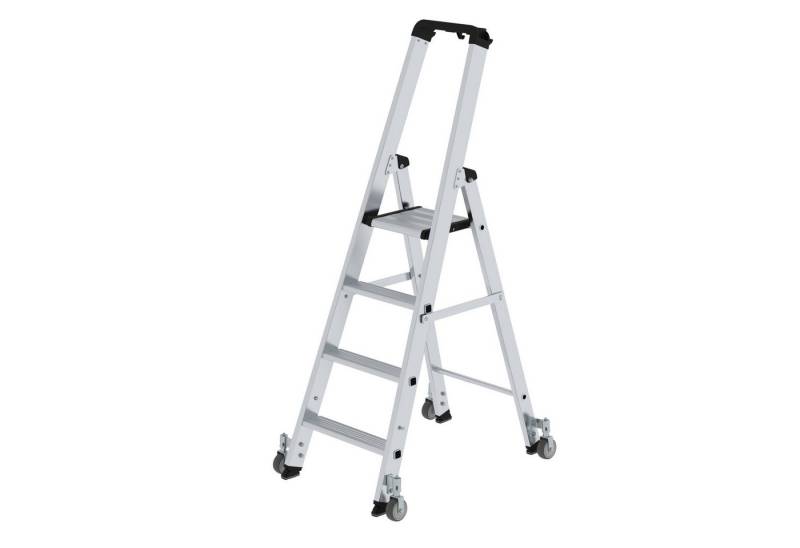 PROREGAL® Stehleiter Stufen-Stehleiter einseitig begehbar mit Rollen 4 Stufen von PROREGAL®