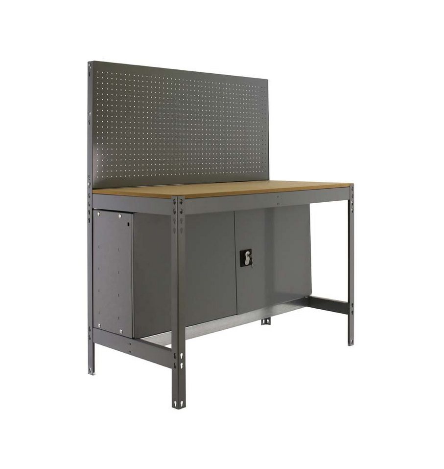 PROREGAL® Werkbank Werkbank Buffalo, Werkzeugwand und Schrank, HxBxT 84x90x61cm, Verzinkt, (2 verschiedene Größen (HxBxT 144,5 x 90/120 x 61 cm), Traglast 600kg, Verschiedene Farben) von PROREGAL®